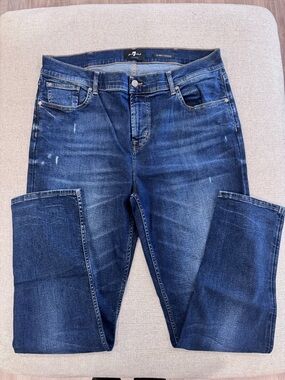 7 For All Mankind Slim Straight Dark Blue Jeans